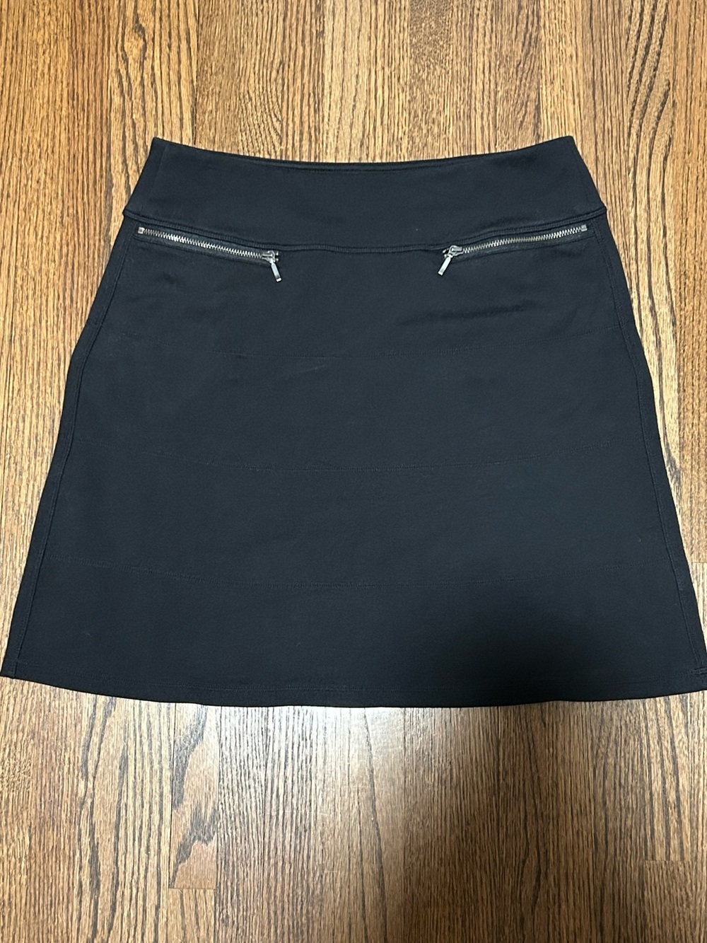 Athleta Black Thick Knit A-Line Skirt Small Ponte Stretch Mini Skirt